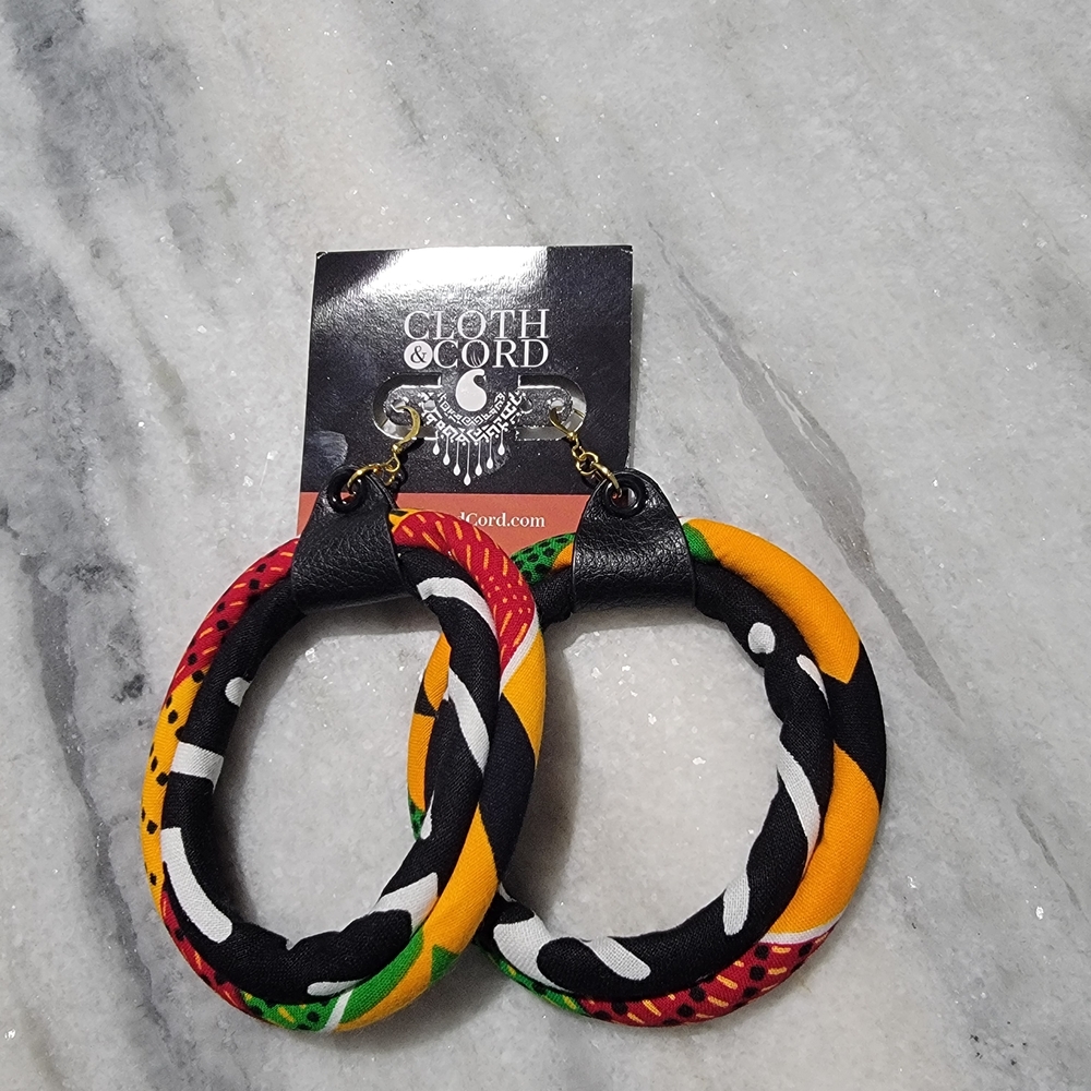 African Cloth Hoop Earrings